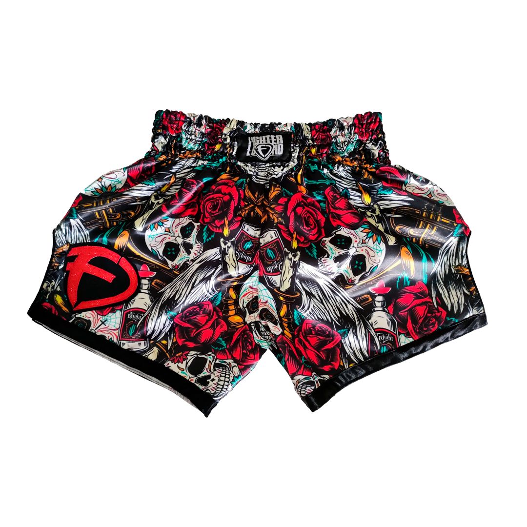 Short Muay Thai Calaveras y flores - G